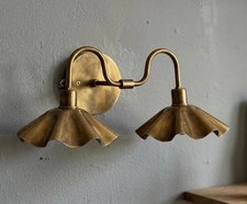 Handcrafted Brass Double Wall Sconce Vintage Vanity Light Hardwired Fixture picture