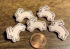 5 Vtg JHB Dull Very Pale Pink Bunny Rabbit Novelty Shank Buttons 25mm 1