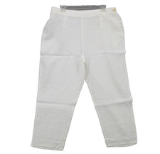 FLAX Designs Linen Pants Medium Side Button White Elastic Waist New picture