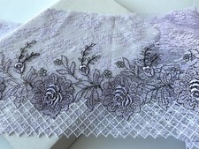 2 Yards Floral Embroidered Lace Trim /Stretch Lilac Mesh /Sewing/Crafts/6” Wide picture