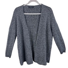Philomena Petti New York Womens Cardigan Sweater M Speckled Gray Knit Open Front picture