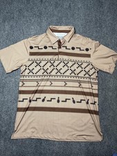 RSVLTS Polo Shirt Mens Large Beige Big Lebowski Brkfst Bowling Pattern Golf picture
