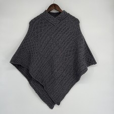 Irelands Eye Poncho Cape Sweater Small/Medium Gray Wool Dublin Made Ireland Knit picture