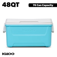 Igloo 48 QT Laguna Hard Sided Ice Chest Cooler Aqua Blue White 76 Can picture