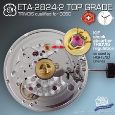 MOVEMENT AUTOMATIC ETA 2824-2  TOP GRADE BLUE SCREWS, TRIOVIS REG. No DATE picture