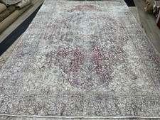 Large Muted Distressed Rug Antique 8.6 x 12.2 Old Turkish Rug Hand Knotted Rug V picture