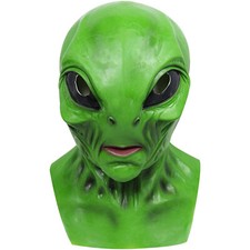 Bizarre Horrific Scary Alien Mask Latex Green Head for Halloween Cosplay Costume picture