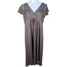 Ann Taylor LOFT Brown Crochet Lace Midi Dress V-Neck Empire Tie 16 NWT 80488231 picture