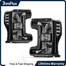 DimFlux Headlights for 17-19 Ford F250 F350 F450 F550 Super Duty Black Housing picture