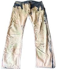 Robin's Jean Men's Straight Acid Wash Denim Jeans Blue/Beige 36x32 picture