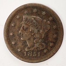 1851 BRAIDED HAIR LARGE CENT  ***NICE***    C4215 picture
