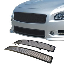 Fits 2009-2014 Nissan Maxima Stainless Steel Black Mesh Grille Insert Combo picture