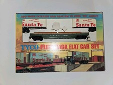 1960s Tyco HO Piggy Back Flat Car Rail Car Set W/Box picture
