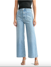 Just Black Denim Jeans Women 26 Blue The Sailor Pocket Wide Leg High Rise Denim picture