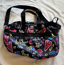 Brighton Hearts Jetsetter Duffle Bag Black/Multicolor Zip Adjustable Strap picture