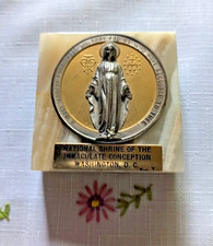 Vintage Nat'l Shrine Immaculate Conception Wash DC Mother Mary Medal Marble ✝️ picture