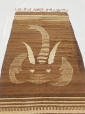 Distressed Vintage Handmade Oriental Ram Horn Motif Wool Kilim 5.6x3.1ft picture