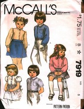 7919 Vintage McCalls SEWING Pattern Girls Boys Front Buttoned Shirt Top OOP 5 picture