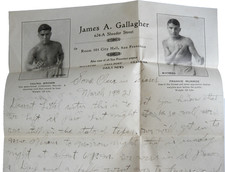 Vtg 20s Boxing Letters YOUNG BROWN James A Gallagher Manager BOXER COLLECTION picture