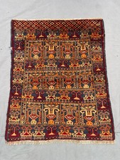 Red Turkish 3x4ft Vintage Hand Knotted Wool Rug Geometric Caucasian Small Carpet picture