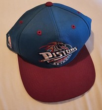 Rare Deadstock Vintage 1990s Detroit Pistons NBA Snapback Hat - Teal Horse Era picture