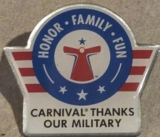 Carnival Cruise THANKS OUR MILITARY VETERANS Honor-Family-Fun Pin Button NEW picture