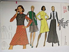 Vogue 8421 Dress A Line Vest Jacket Sewing Pattern Ladies 12 VTG Very Easy UC picture