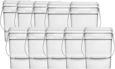 4 Gallon Square White Buckets - Pack of 10 food grade containers. No Lids. picture