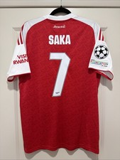 Saka #7 Mens LARGE Arsenal Home FAN Jersey Champions League picture