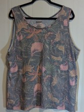 Arizona Jean Co Men's XL Scoop Neck Muted Tropical Floral Pocket Tank Top picture