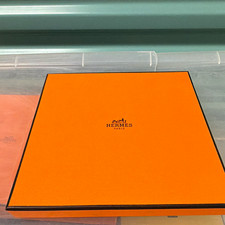 HERMÈS Orange & Black Cardboard Gift Box w/ Lid, Square, Solid picture