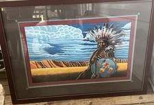 “Indian Chief With Shield” David McCall Johnston lithograph print picture
