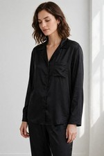 Intimately Free People Midnight Muse Black Satin Sleep Shirt XL picture