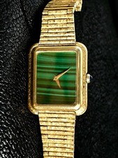 Rare Waltham Maxim Customized Malachite Dial Golden Watch with Original Bracelet picture