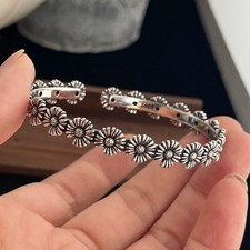 Solid 925 Sterling Silver Bracelet for Women | Vintage Handmade Simple Bangle picture