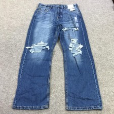 Aeropostale 90s Baggy Wide Leg Jeans Womens 14R Blue Distressed Denim Pants picture