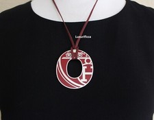 3  DAYS SALE AUTH. HERMES leather String Necklace Hermes RARE Iconic Pendant picture