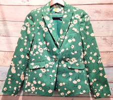 Boden Women's Blazer Green Floral Cotton Stretch Career Jacket Sz 6 picture
