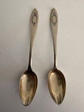 Antique Jennings Silver Co Sterling Hammered Teaspoons Pair JS Co 6