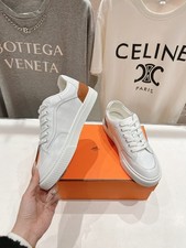 Hermes Day Sneaker Men's White Brown Leather Luxury Casual Shoes Trainers picture
