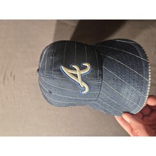 New Era 59FIFTY Atlanta Braves Fitted Hat Blue Denim Pinstripe Size 7 56cm Hat picture