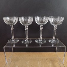 4 Fostoria Buttercup Etched Liquor Cocktail Glasses Etch Flowers VGC 5.25