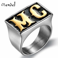 MENDEL Cool Mens Stainless Steel Motorcycle Club MC Biker Ring For Men Size 7-15 picture
