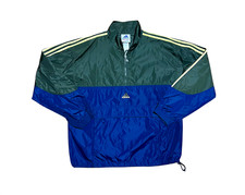 Adidas Vintage 90s Colorblock Half Zip Green & Blue Windbreaker, Men's Large picture