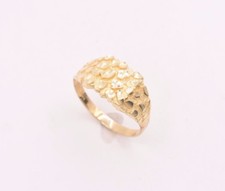 Mens Nugget Square Ring Real Solid 10K Yellow Gold ALL SIZES picture