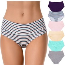 Curve Muse Women's 100% Cotton Bikini Briefs Panties Underwear 6 Pack picture