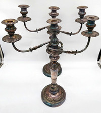 2 Vintage Silver Plate 3-Light Candelabra 19