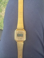 Vintage Advance LCD Quartz Digital Watch Gold Tone Japan Module Hong Kong 1980s picture