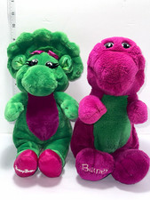 Vintage 1993 Barney & Baby Bop Plush Doll Lot Lyons Group Golden Bear 90s picture