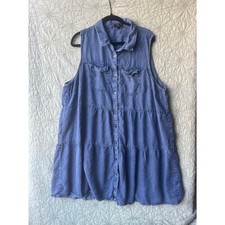 Classic Tiered Chambray Tank Dress 3X picture